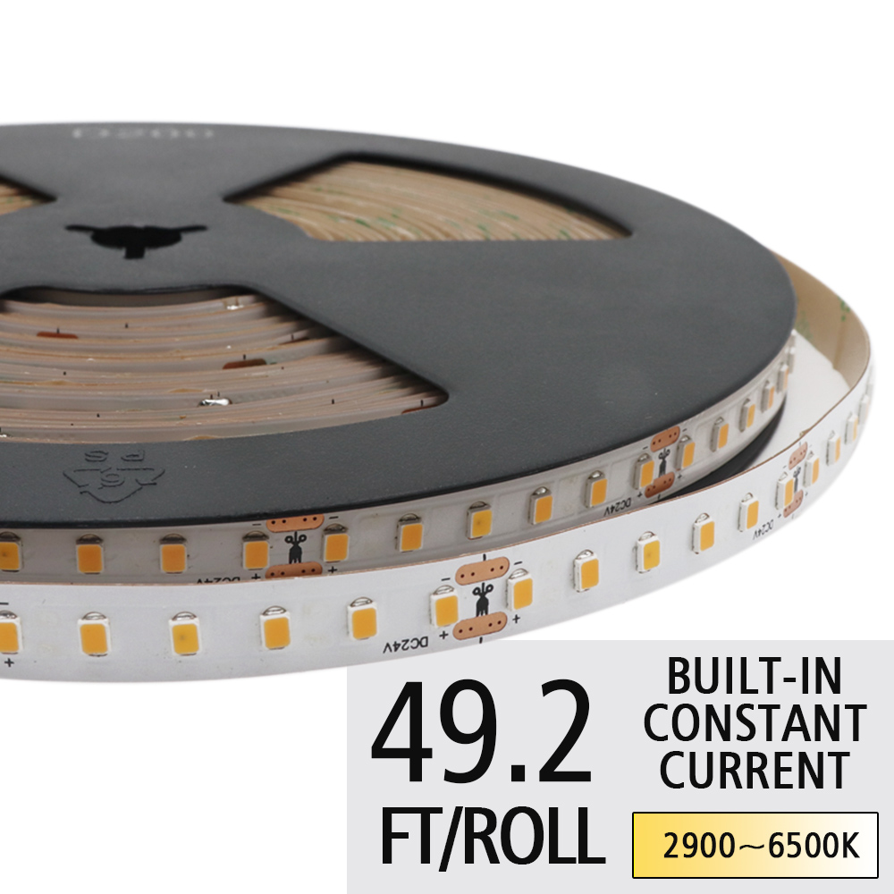 DC24V 2835SMD 120LEDs/M Flexible LED Light Strip - Built-in Constant Current LED - 32.8 to 65.6Ft Optional